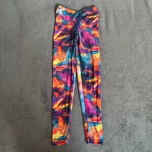 Lici Purple Blue Orange Ruched Tie Dye Athletic Leggings Women’s Size Medium